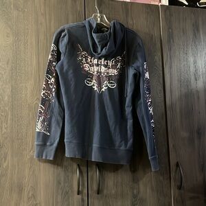 Y2K Harley Davidson Dark Blue Zip Up Hoodie size small